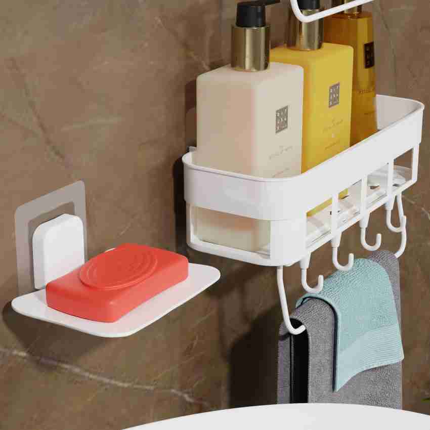 Shower Shelf Organizer Rack with Soap Dish Holder Self Adhesive