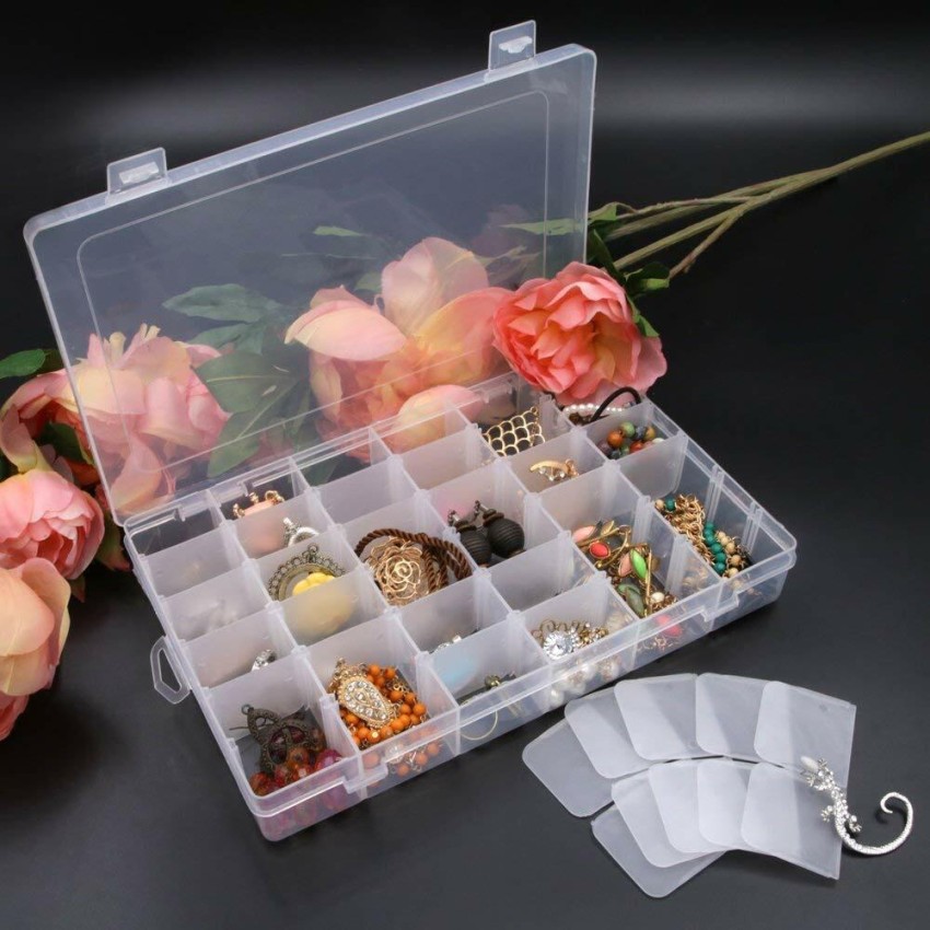 10 Grid Transparent Plastic Storage Box Jewelry Box Double Layer