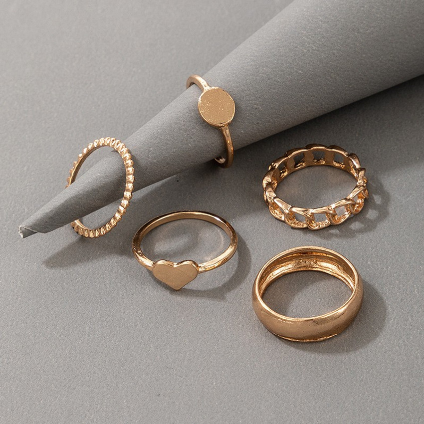 5 finger shop ring set gold