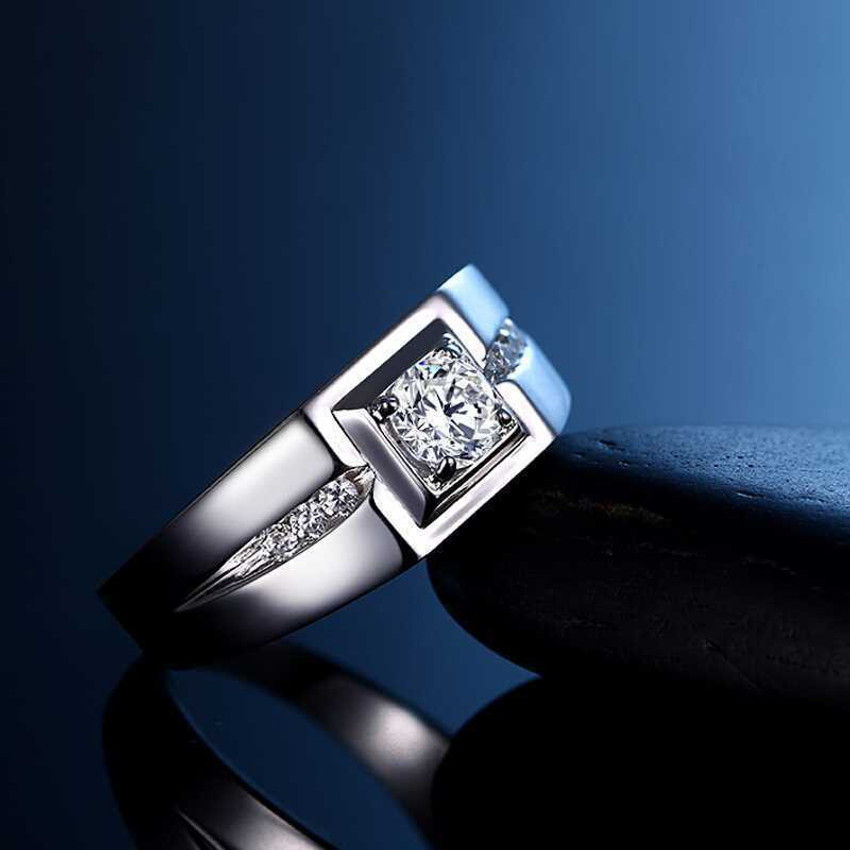 Silver diamond rings best sale