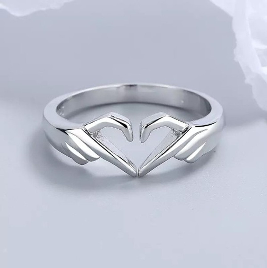 Jagsun Women Girls Simple Love Heart Rings Stainless Steel Metal