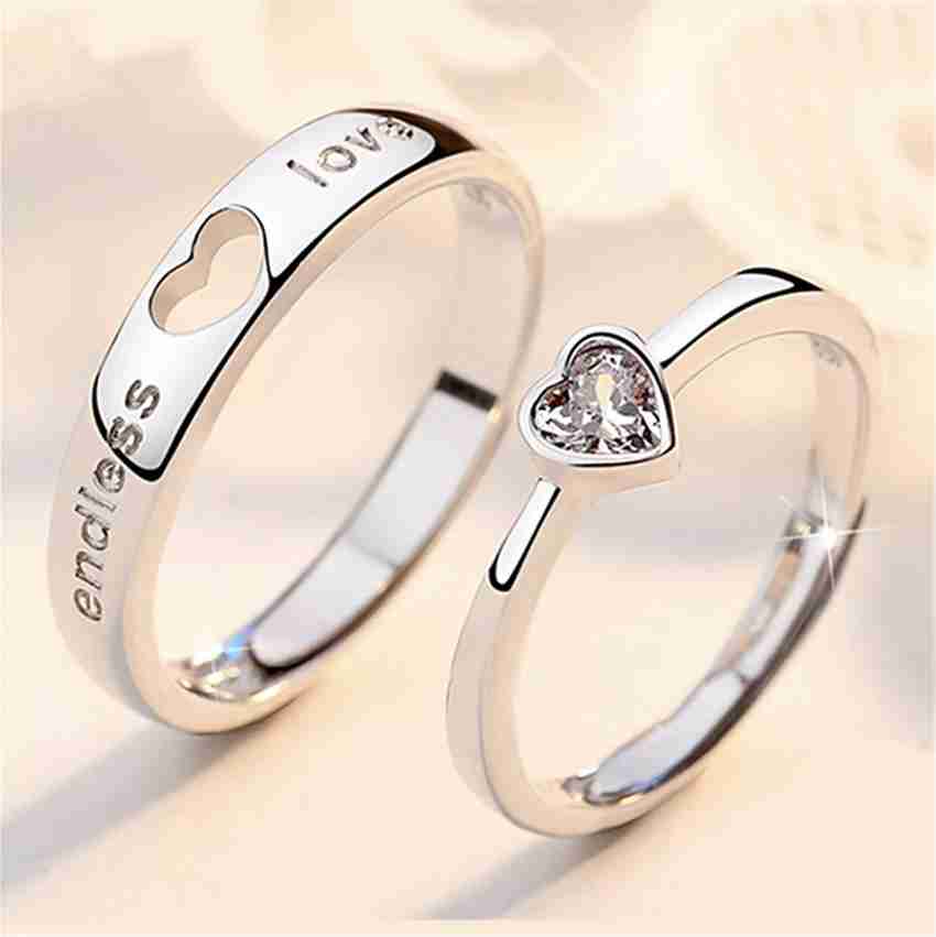 Devora Endless Love Heart shape Valentine Gifts Couple Ring for