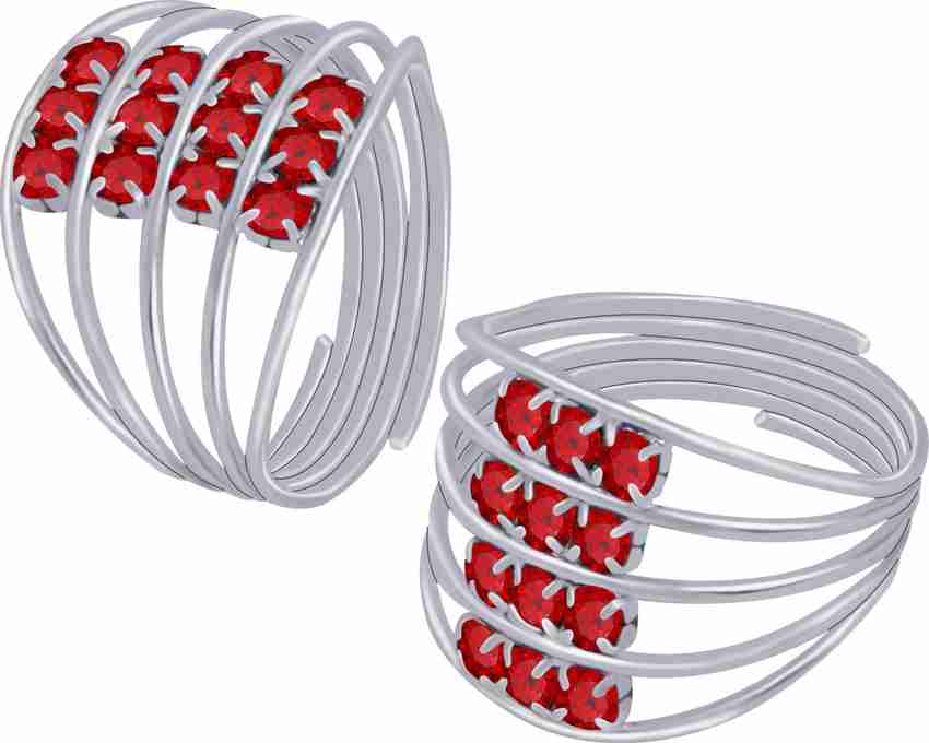 SILVER SHINE Stylish Bichhiya Adjustable Red Toe Ring Alloy Silver Plated Toe Ring Alloy Silver Plated Toe Ring Price in India Buy SILVER SHINE Stylish Bichhiya Adjustable Red Toe Ring Alloy
