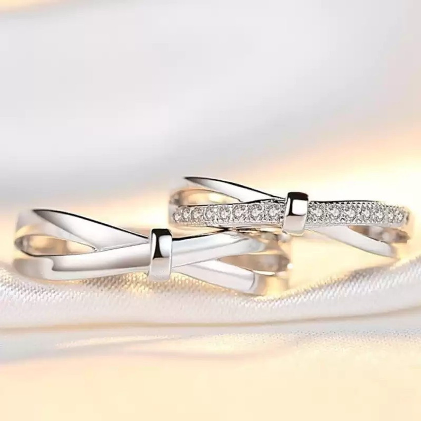 Miraclewood Adjustable Couple Rings Combo Lovers American diamond