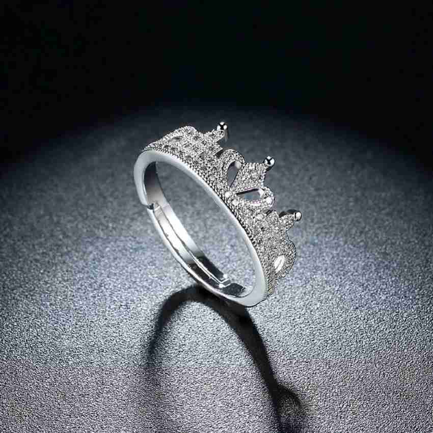 University Trendz University Trendz Austrian Crystal Queen Crown Pattern Ring for Women and Girls in Wooden Box Silver Alloy Crystal Silver Plated Ring Price in India Buy University Trendz University ...