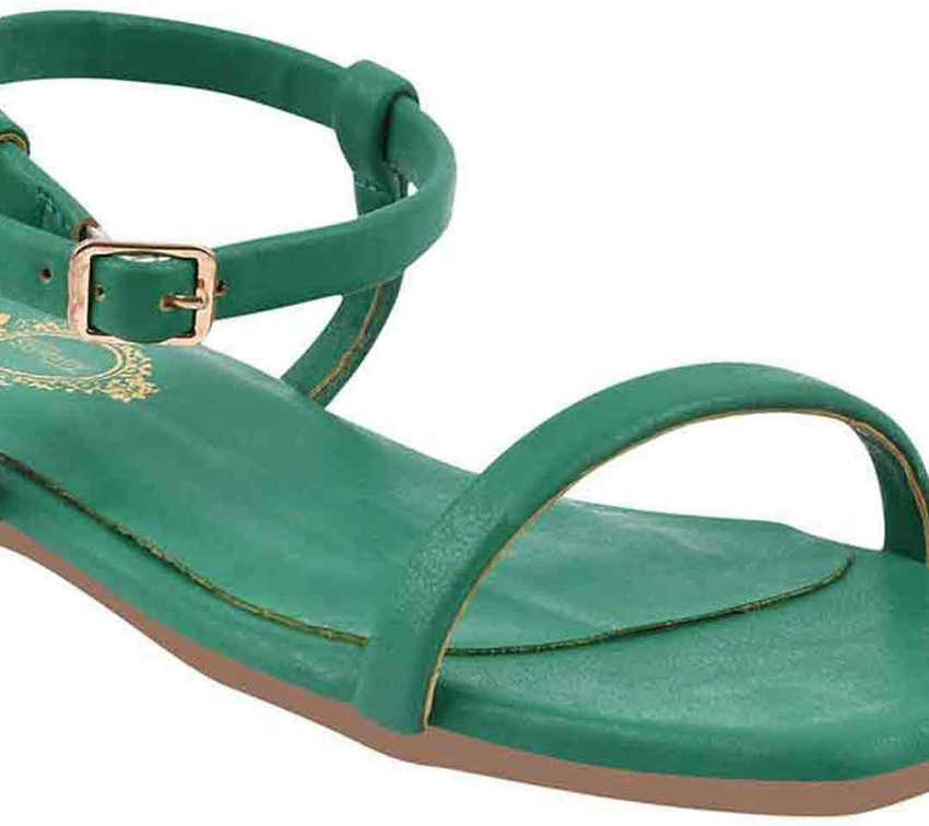 Dark green deals flat sandals