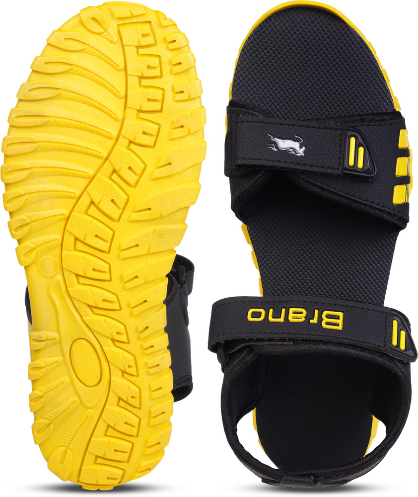 Brano Men Black Yellow Sports Sandals Buy Brano Men Black