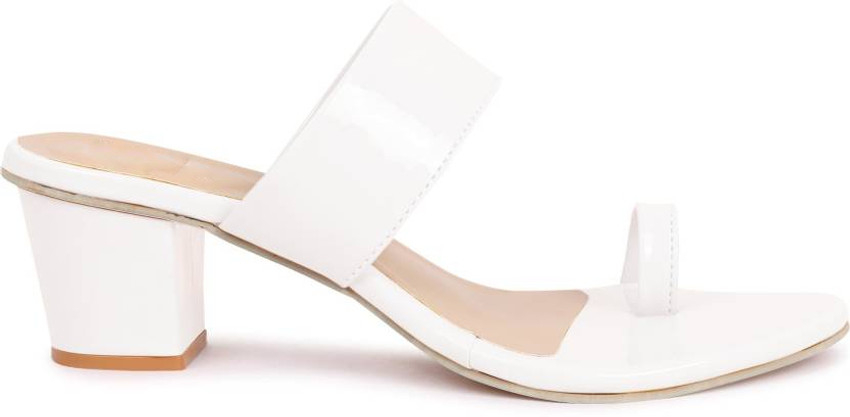 White leather shop heeled sandals