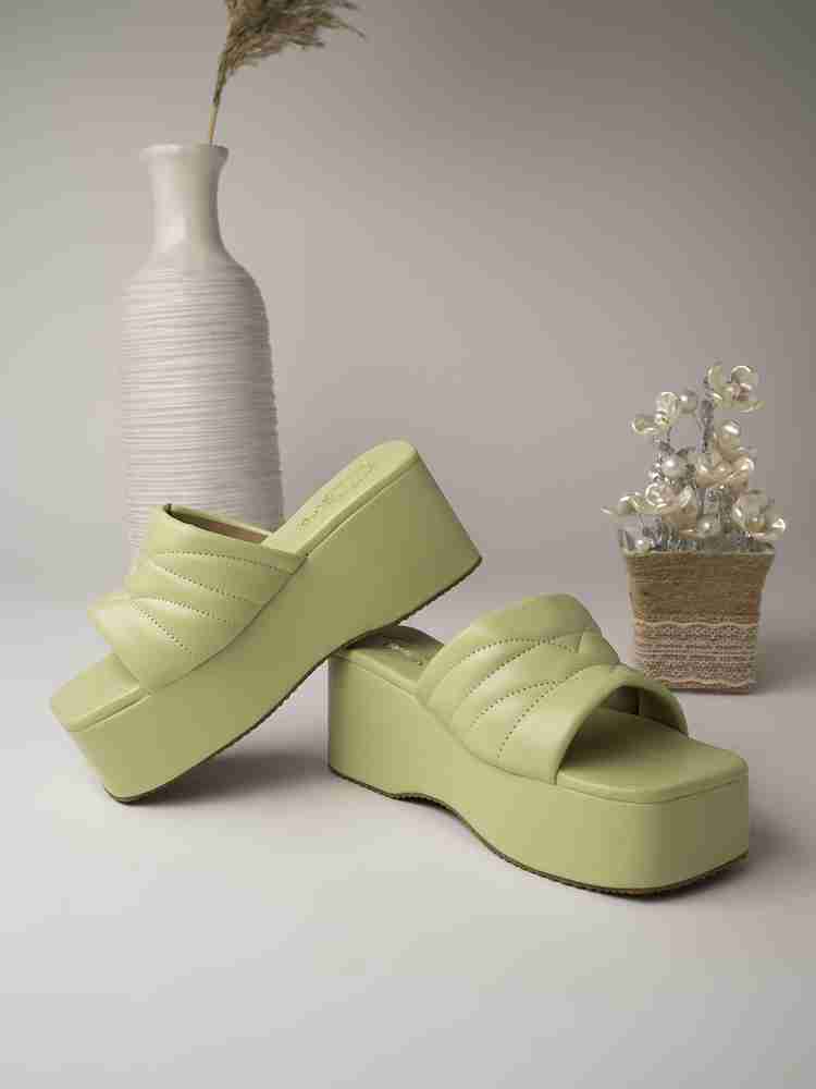 Mint green wedges top