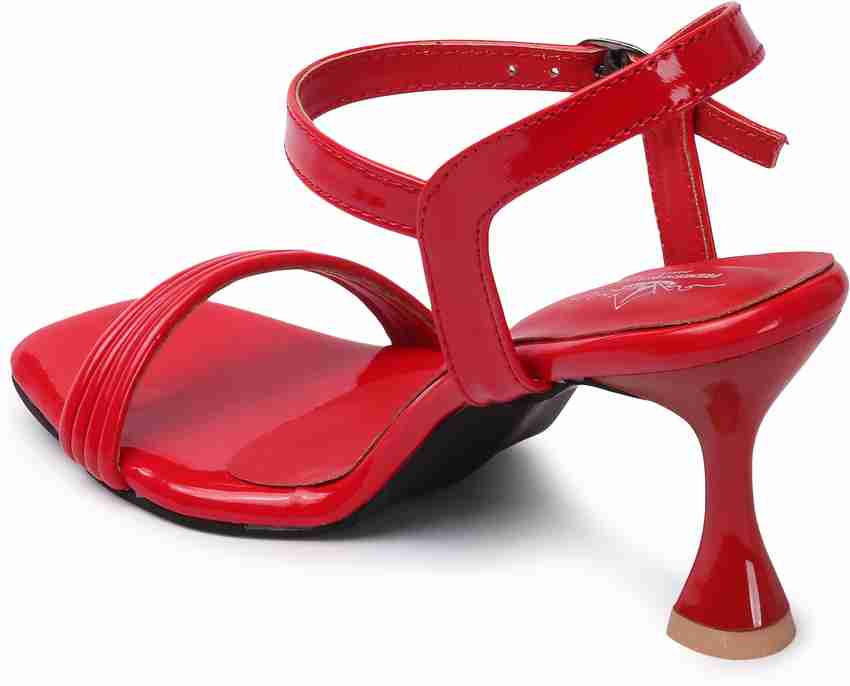 Red strappy sale sandals low heel