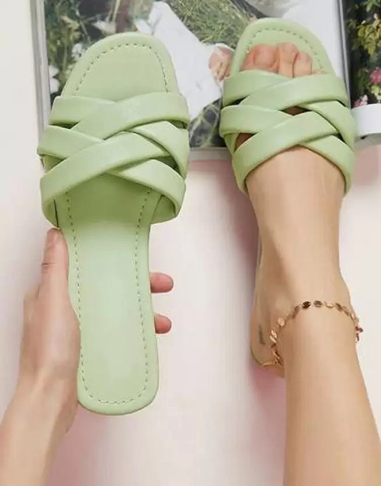 Mint green flat sandals on sale