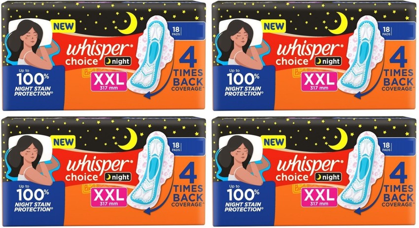 Whisper Choice Sanitary Pad - Provides Up To 100% Stain Protection, XL, 18  pcs