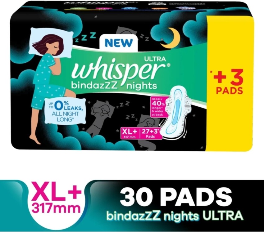 Whisper Ultra Bindazzz Nights XL+ 27 Sanitary Pad