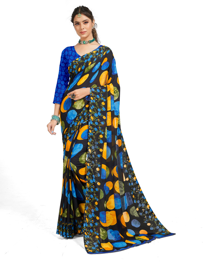 Buy Satnam textile Printed Daily Wear Georgette Multicolor Sarees
