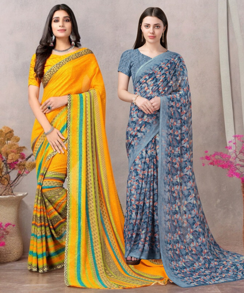 Buy TTH Printed Bollywood Georgette Multicolor Sarees Online Best Price In India Flipkart
