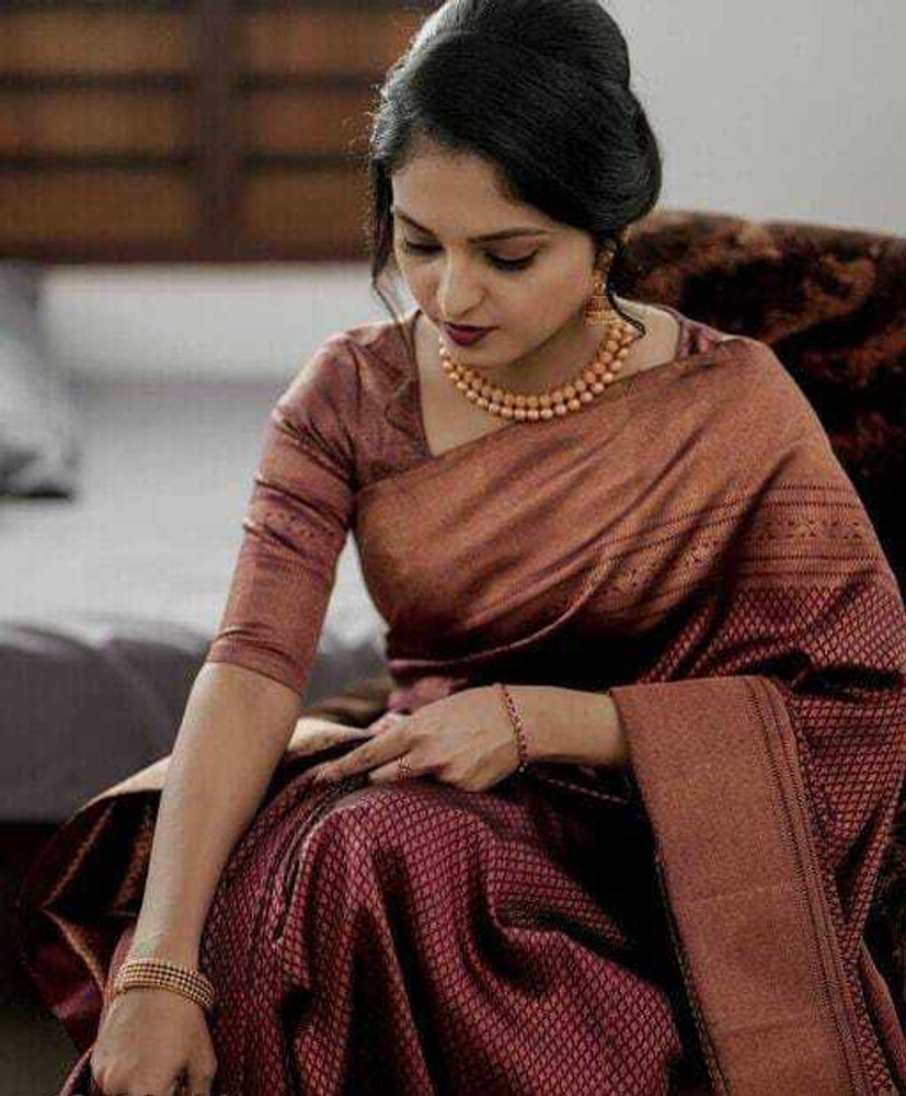 Buy MITUSA MH Woven Banarasi Jacquard Art Silk Maroon Sarees