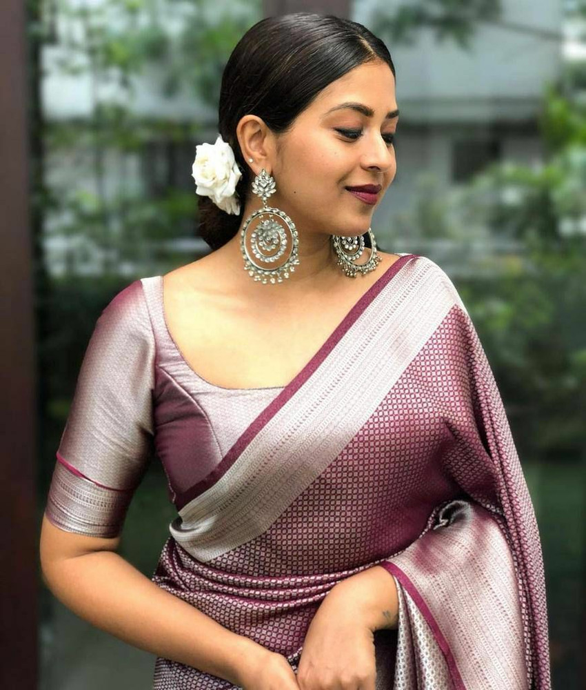 Flipkart plain saree outlet with designer blouse