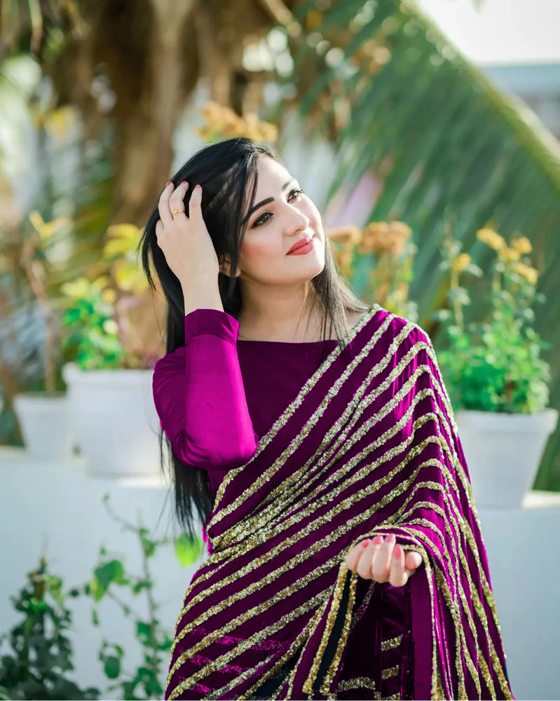 Buy DHARM CREATIONS Embellished Bollywood Georgette Purple Sarees Online Best Price In India Flipkart