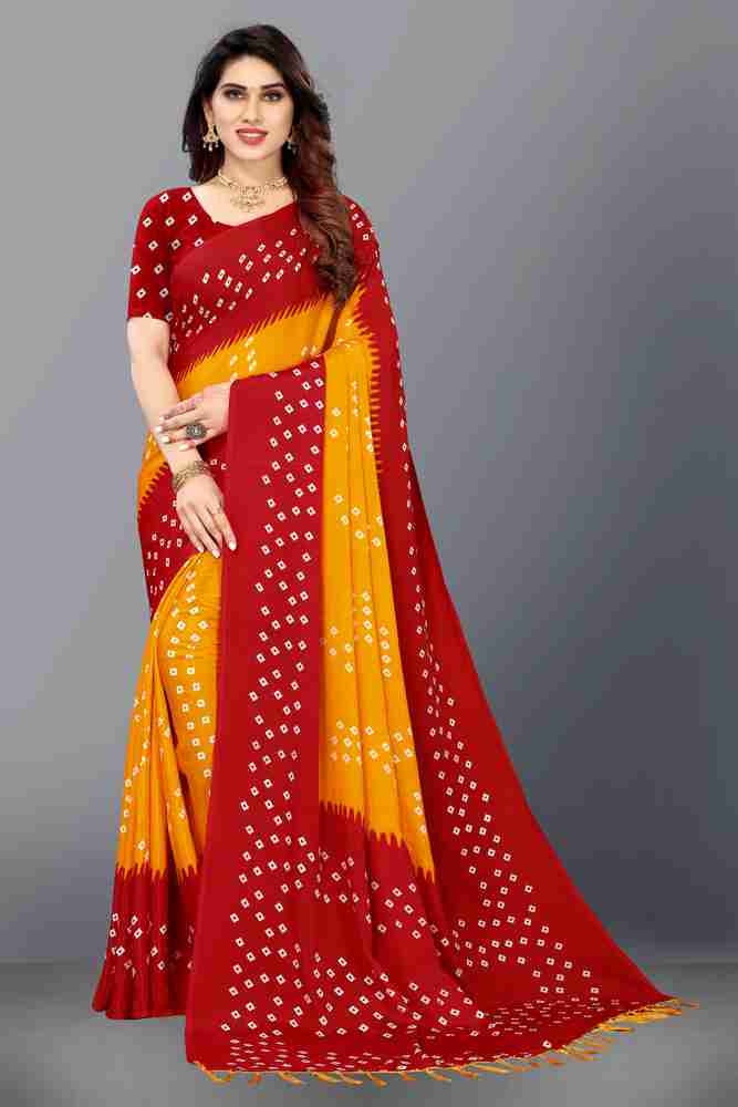 Buy BHAGYAVATI DESIGNER Digital Print Bandhani Art Silk Red Yellow Sarees Online Best Price In India Flipkart