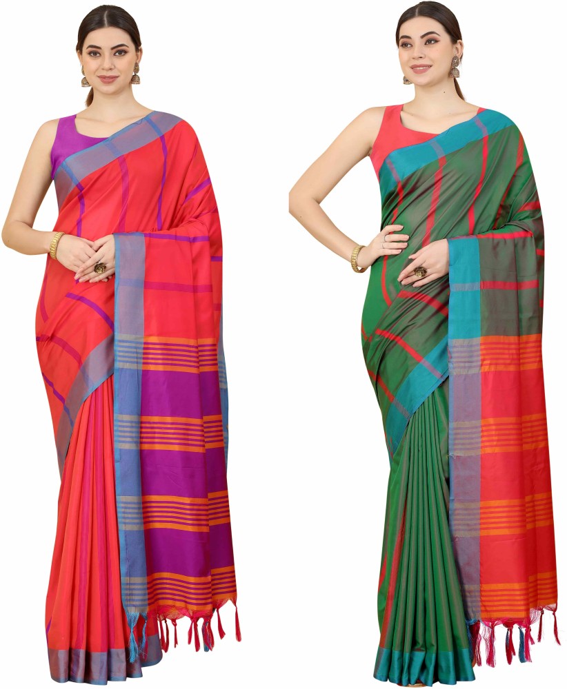 Buy Zenophily Woven Kanjivaram Pure Silk, Art Silk Purple, Pink Sarees  Online @ Best Price In India | Flipkart.com