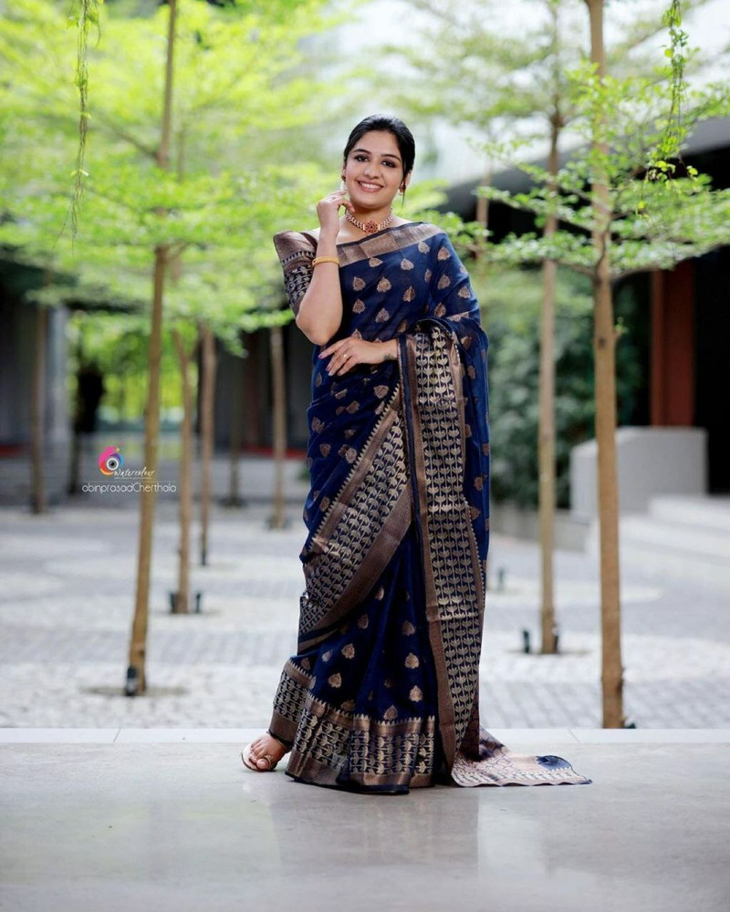 Navy blue saree flipkart 2025