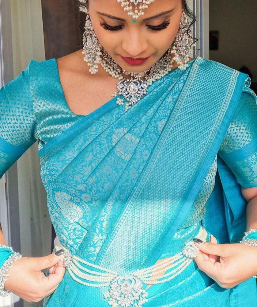 Buy A T vaghasiya Woven Kanjivaram Jacquard Silver Sarees Online