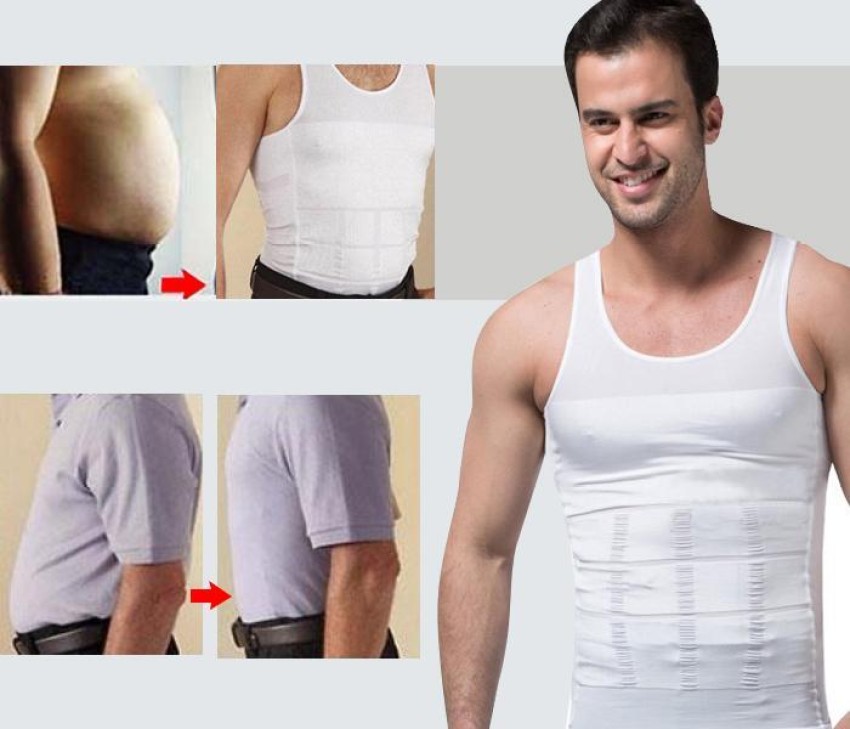 Tummy Tucker Vest Abs Abdomen Slimming Body Shaper Men Shapewear - White -  Medium