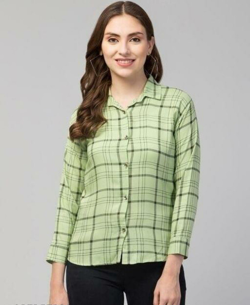 Green checkered shirt womens outlet