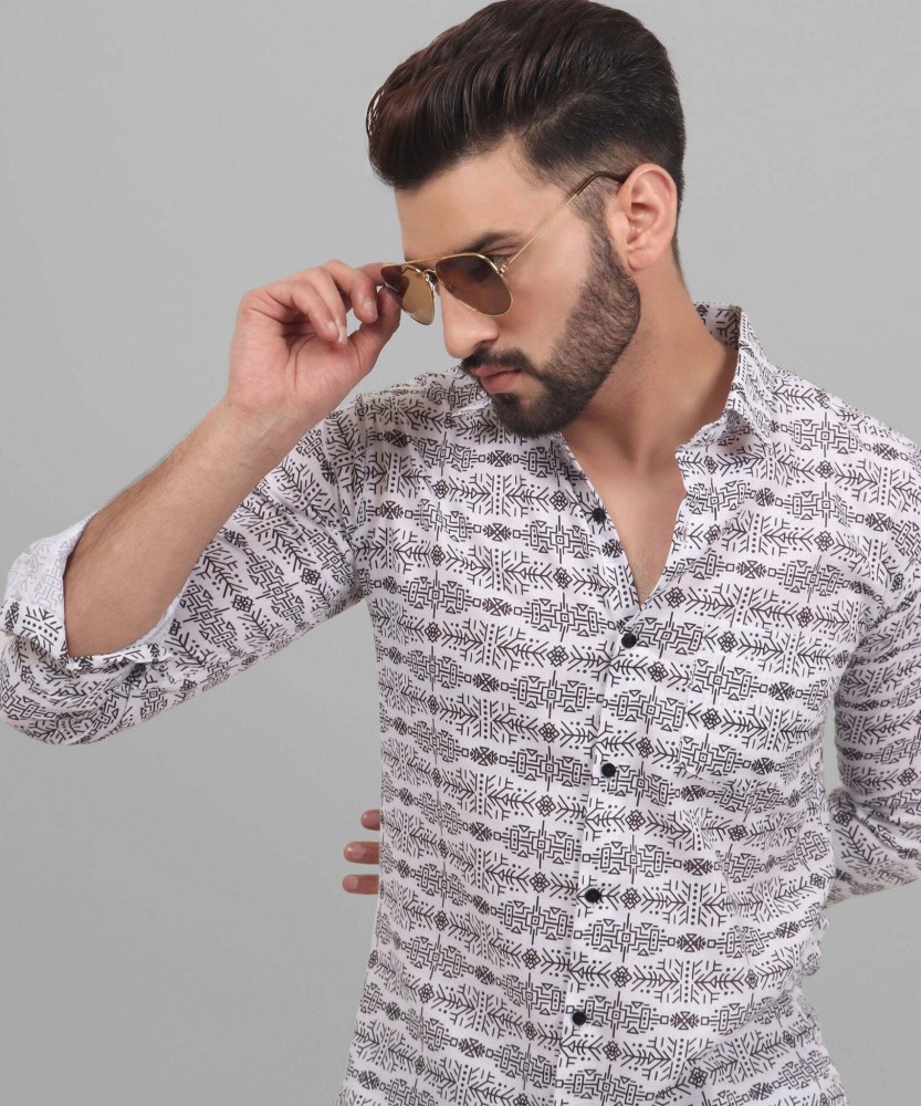 trybuy Men Printed Casual Black, White Shirt - Buy trybuy Men Printed  Casual Black, White Shirt Online at Best Prices in India