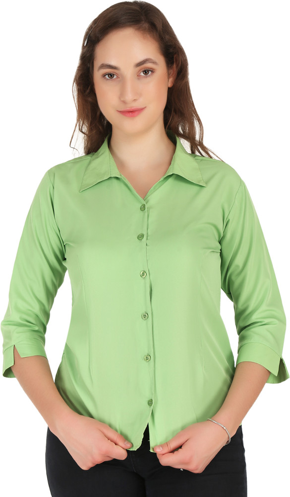 SHANAYA MODA Women Solid Casual Light Green Shirt