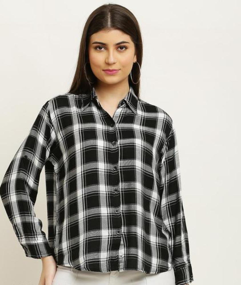 TEEYAL Women Checkered Casual Black Shirt Buy TEEYAL Women