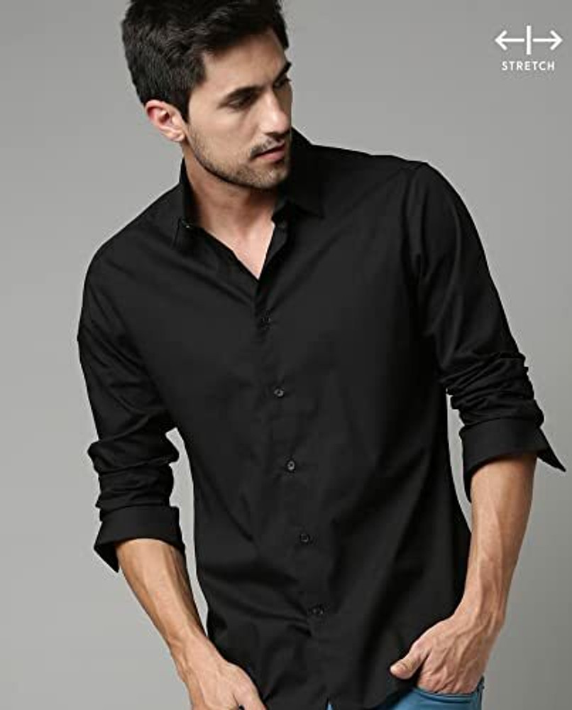 Mens dress shirt with black buttons hotsell