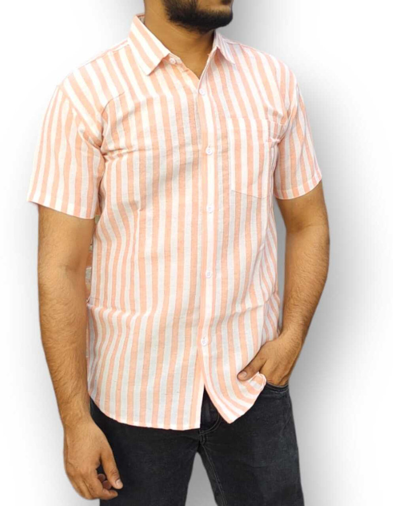 SS Collection Men Striped Casual Orange Shirt Buy SS Collection