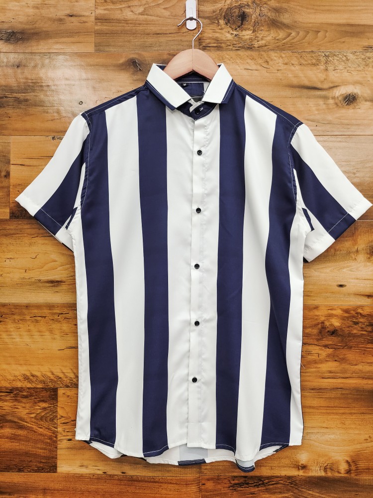 SHIRTLY Men Striped Casual Dark Blue, White Shirt - Buy SHIRTLY Men Striped  Casual Dark Blue, White Shirt Online at Best Prices in India | Flipkart.com