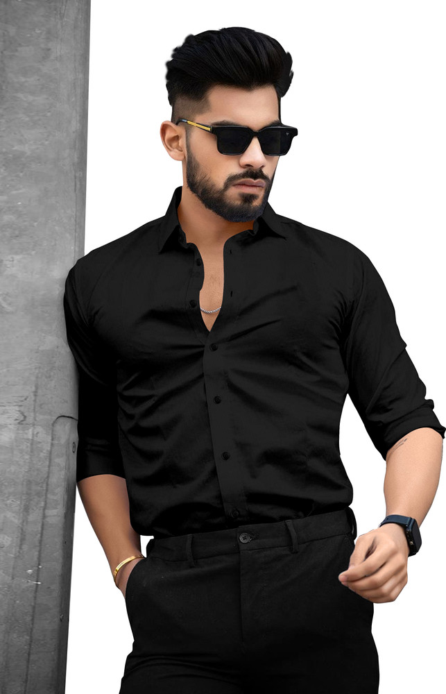 Mens black shirt fashion discount