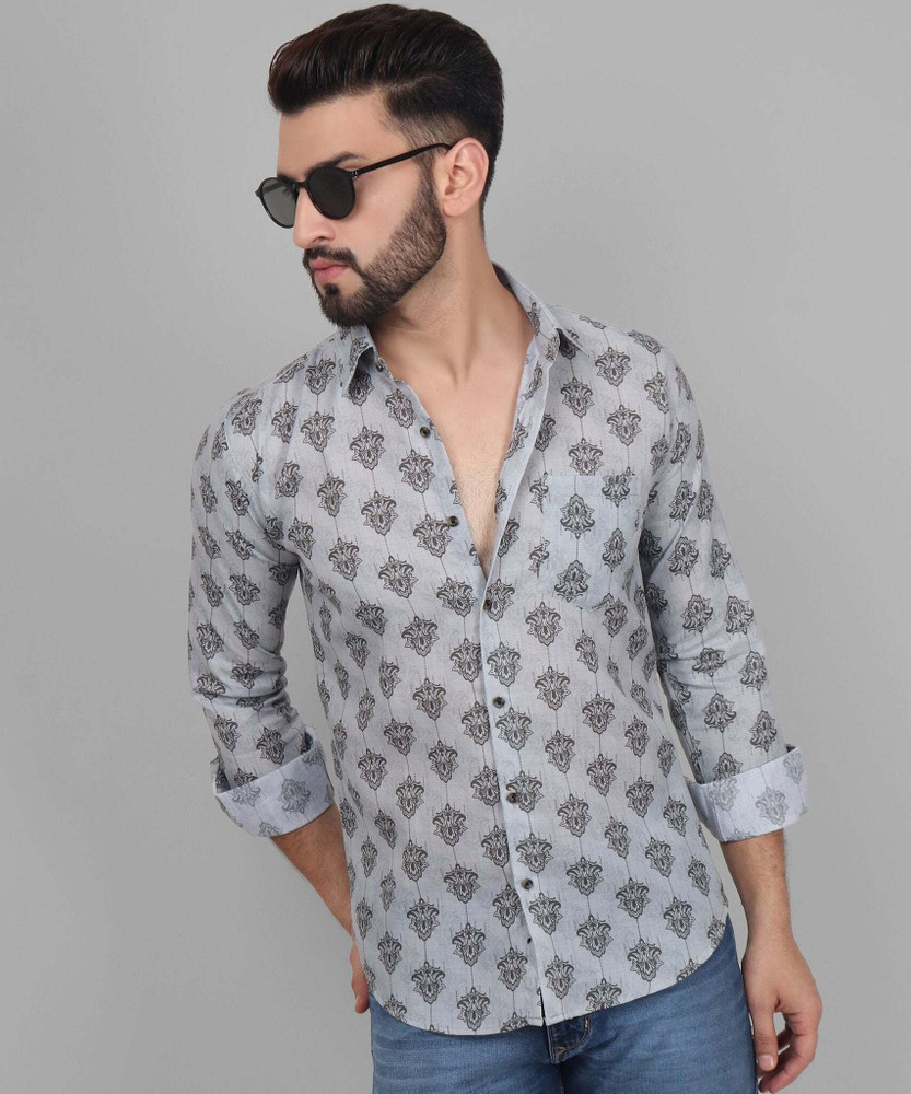 trybuy Men Printed Casual Grey Black Shirt Buy trybuy Men Printed Casual Grey Black Shirt Online at Best Prices in India Flipkart