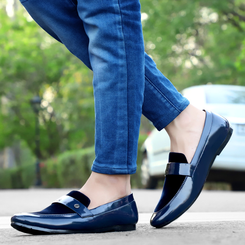 HRW Stylish Blue Party Wear Loafers Unique Elegance Party Wear For Men Buy HRW Stylish Blue Party Wear Loafers Unique Elegance Party Wear For Men Online at Best Price