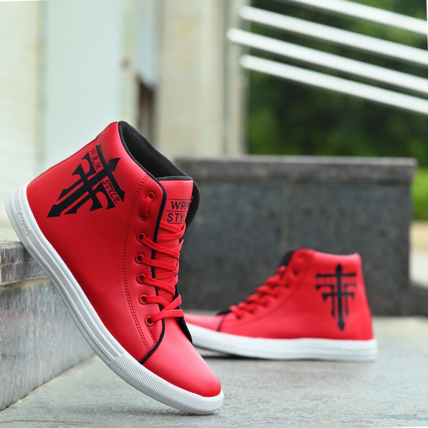 Red colour stylish shoes shop