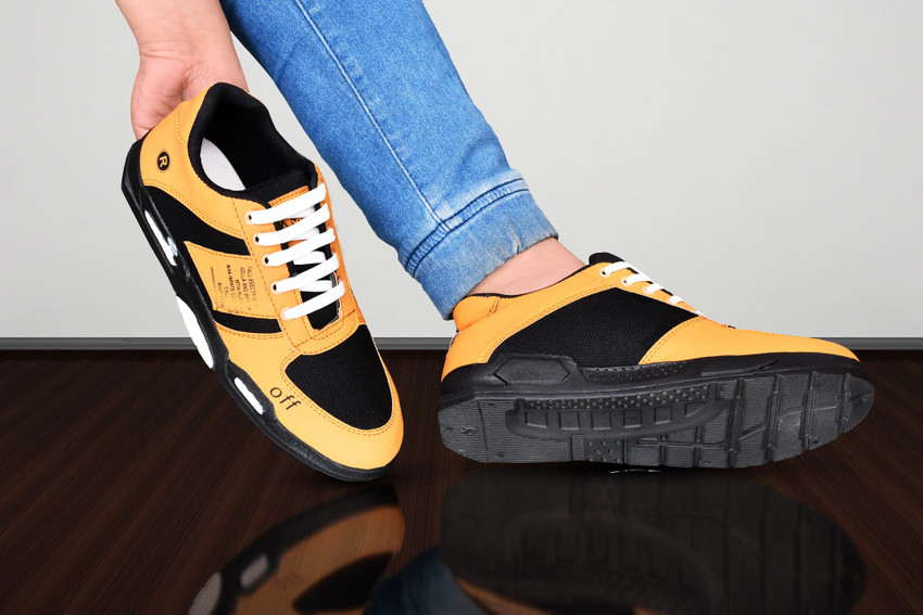 Off white black and yellow shoes store