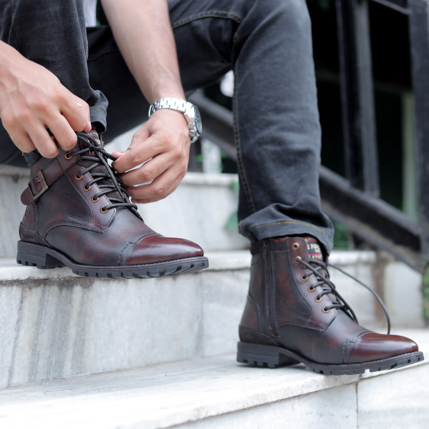 Genuine leather boots mens shop