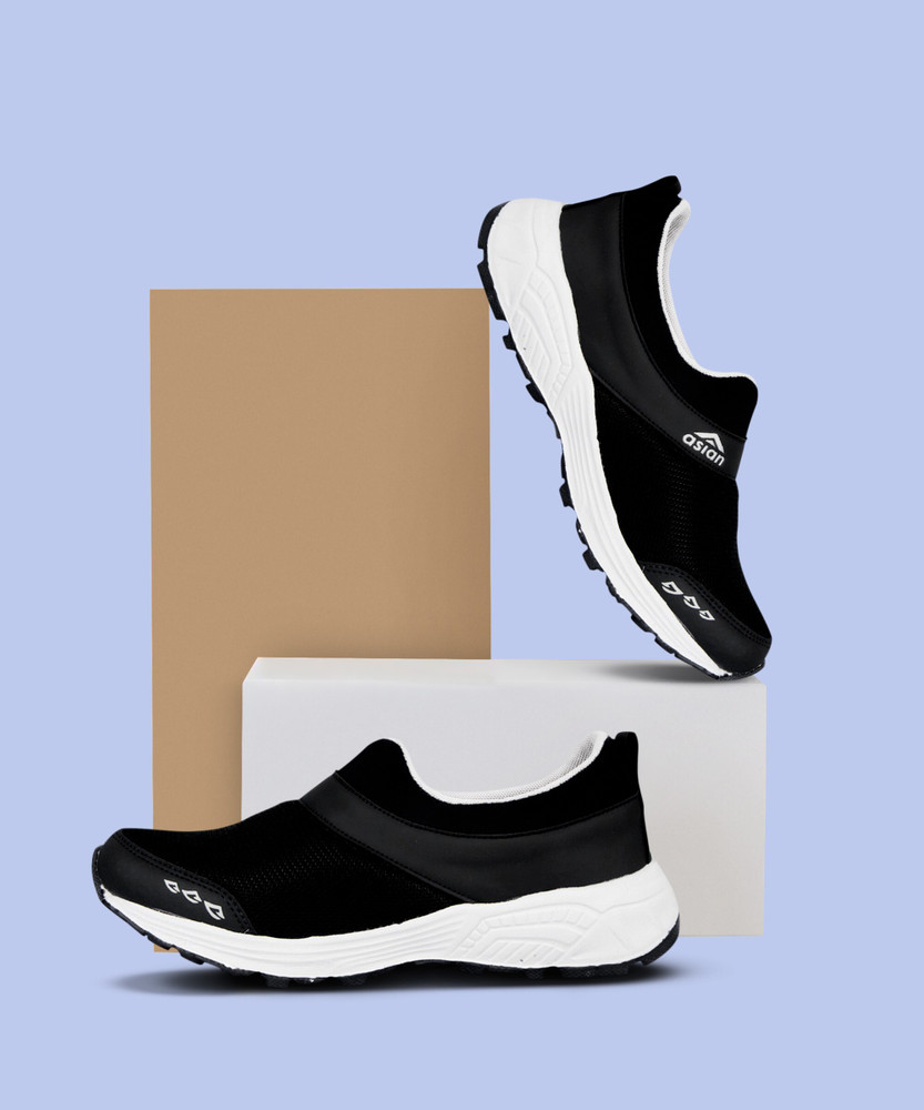 asian Future 04 laceless sports shoes for men Latest Stylish Casual sneakers for men without laces running shoes for boys Slip on black shoes for running walking gym trekking