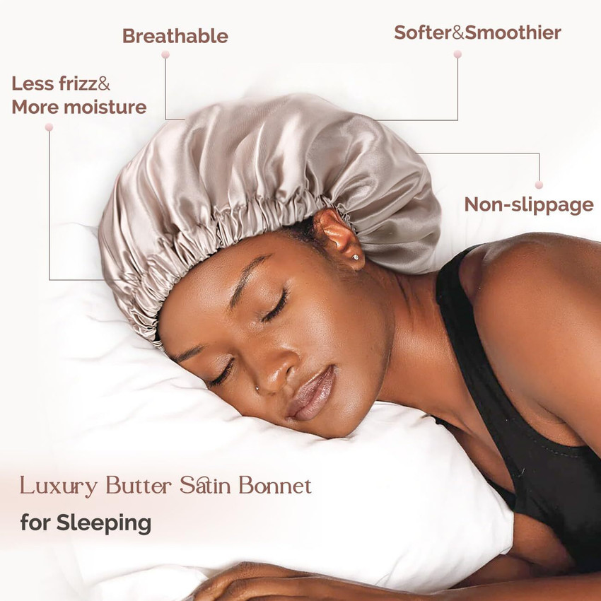 Satin hair bonnet for sleeping cheap