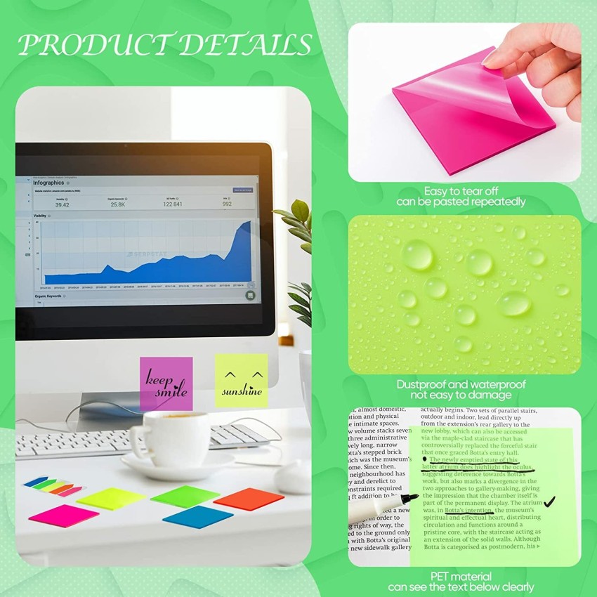 mil9us 7.62 cm 3*3inch PET transparent sticky note Self Adhesive Sticker  Price in India - Buy mil9us 7.62 cm 3*3inch PET transparent sticky note  Self Adhesive Sticker online at