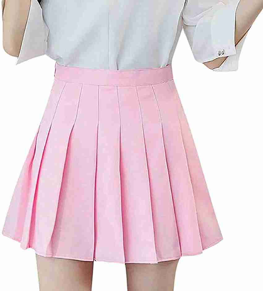 J K FASHION Solid Women Pleated Pink Skirt Buy J K FASHION Solid