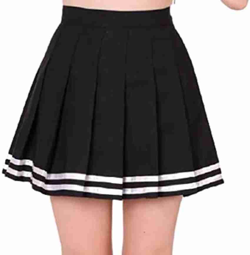 Black pleated skirt white stripes new arrivals