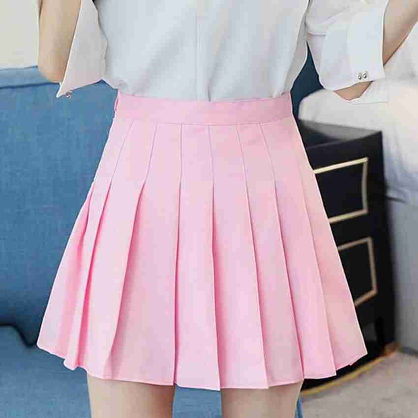 UTF Solid Women Pleated Pink Skirt Buy UTF Solid Women Pleated