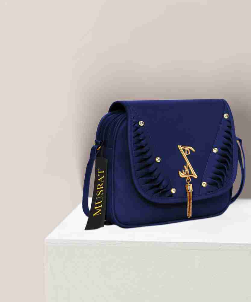 MUSRAT Blue Hand held Bag Latest Trend Party Wear Handbag Sling Bag with Adjustable Strap for Girls and Women s BLUE Price in India Flipkart