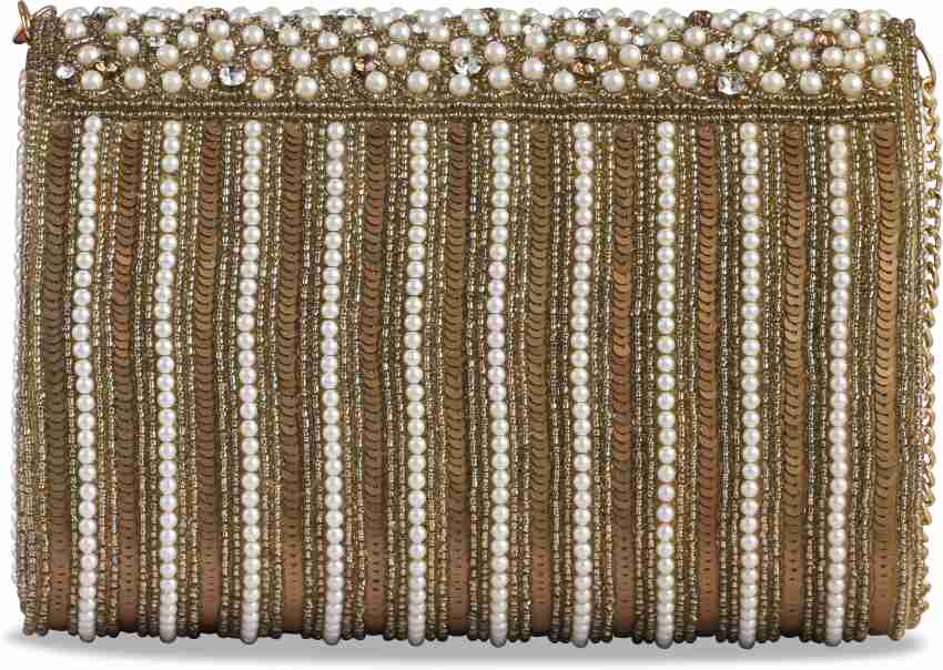 INCROYABLE CRAFT Brown Sling Bag Crystal Beaded Clutch Purse Prom & Wedding  Party Handbags for Women Brown - Price in India