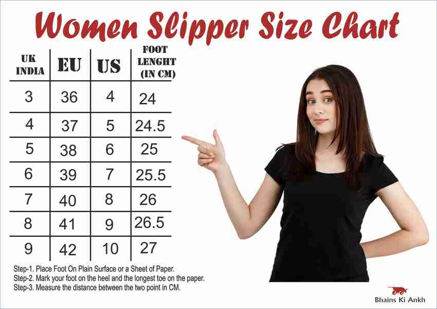 Slipper size chart female on sale