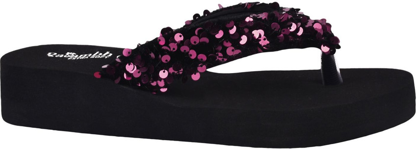 Pink and 2025 black flip flops